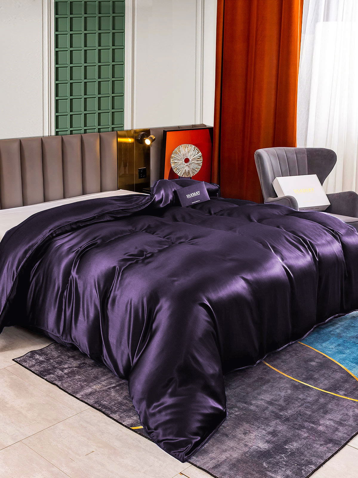 [Donkerpaars] SilkSilky-NL 22Momme Duvet Cover 002,