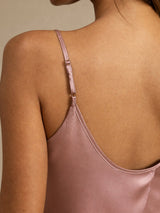 [Bleek Mauve] SilkSilky-NL Spaghetti Strap Split Cami-Set 004