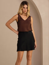 [Koffie] SilkSilky-NL Sleeveless V Neck Cami-Top 003
