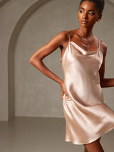 [Bleek Mauve] SilkSilky-NL Spaghetti Strap Cowl Neck Jurk 003