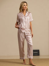 [Roze Hart Geo] SilkSilky-NL Korte Mouw Dames Pyjama Set 006