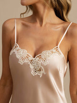 [Roze] SilkSilky-NL Spaghetti Bandjes V Hals Nachthemd 005