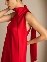 [Rode] SilkSilky-NL 19Momme Stretch Silk Charmeuse Sleeveless Tie Neck Jurk 004