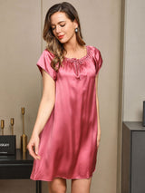 [Bleek Mauve] SilkSilky-NL Cap Sleeve Square Neck Nachthemd 004
