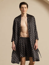 [Zwarte Ketting] SilkSilky-NL Long Sleeve Heren Pyjama Set 001