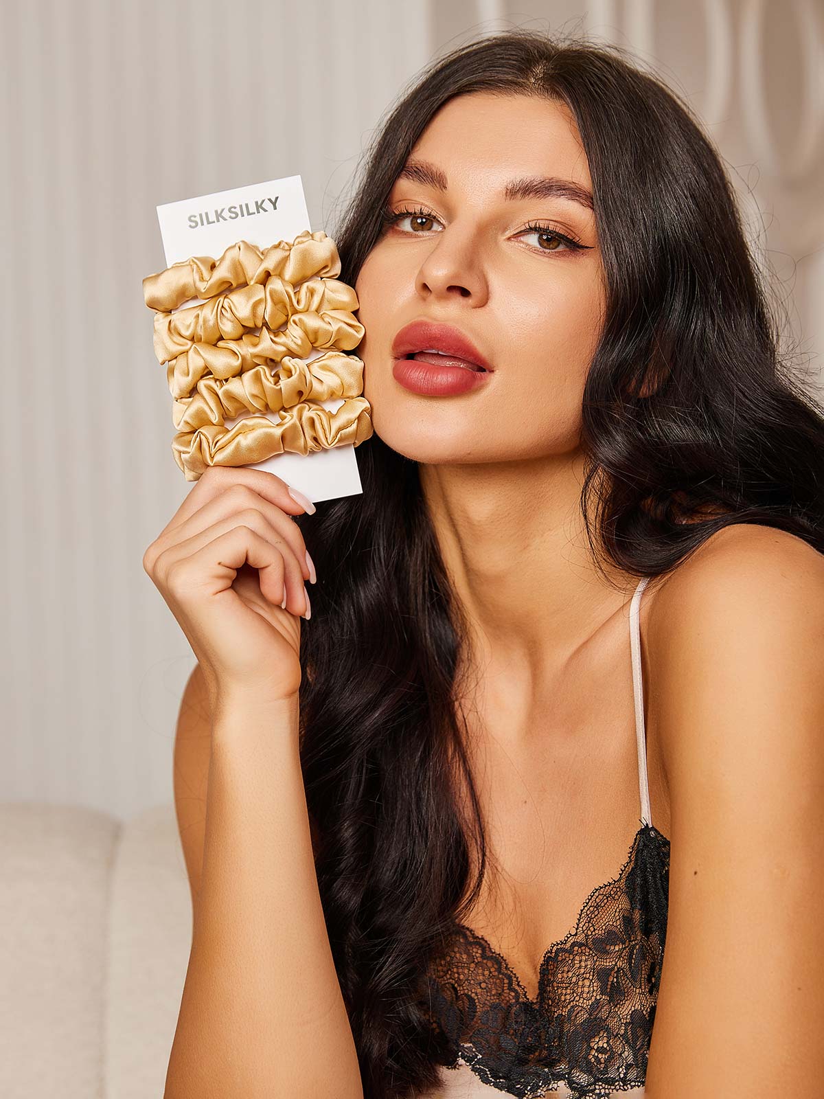 [Champagne] SilkSilky-NL 19Momme Scrunchie 002