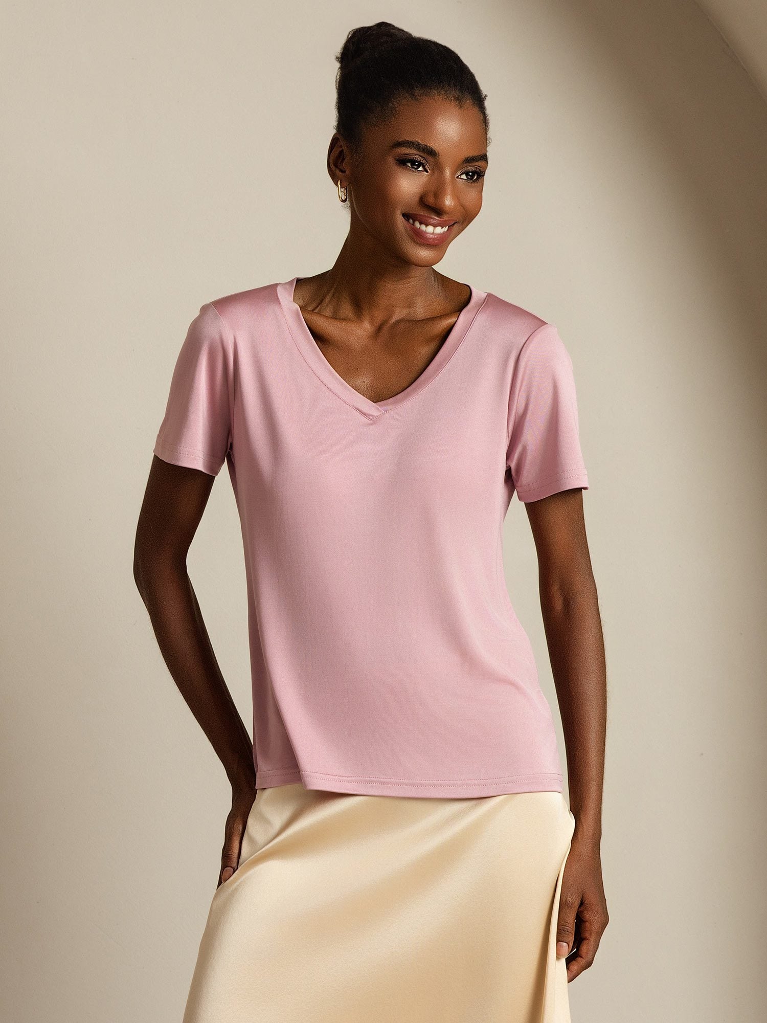 [BleekMauve] SilkSilky-NL Zijde Womens T-Shirt 001