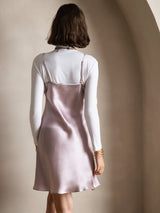 [Lavendel] SilkSilky-NL Spaghetti Bandjes V Hals Jurk 002