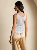 [Grijs] SilkSilky-NL Mouwloos Ronde Hals Dames T-Shirt 002