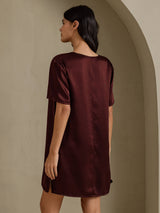 [Bruin] SilkSilky-NL Half Sleeve V Neck Nachthemd 002