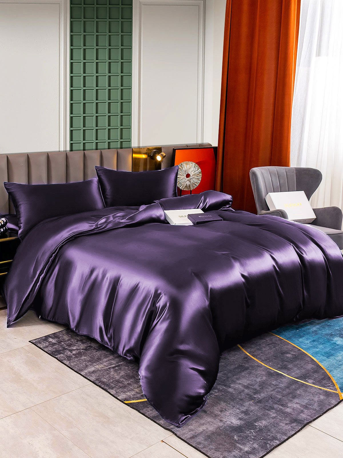 [Donkerpaars] SilkSilky-NL 22Momme Bedding Set 002,