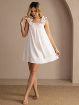 [Wit] SilkSilky-NL Sleeveless Square Neck Nachthemd 007