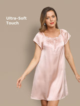 [Lichtroze] SilkSilky-NL Cap Sleeve Square Neck Nachthemd 001