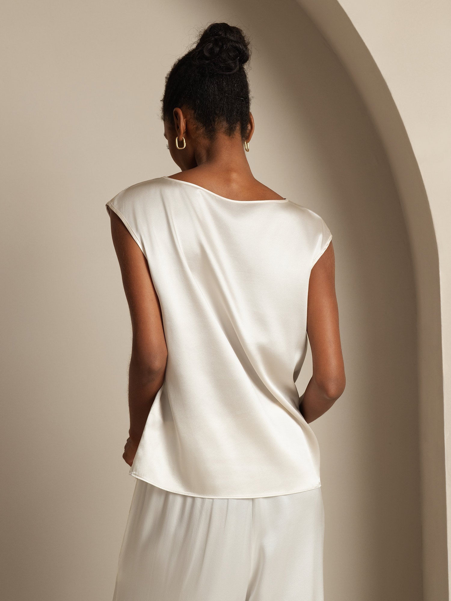 [Wit] SilkSilky-NL Cap Sleeve Round Neck Dames T-Shirt 002