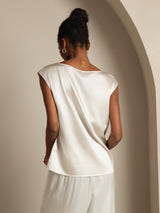 [Wit] SilkSilky-NL Cap Sleeve Round Neck Dames T-Shirt 002