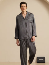 [Zwarte Ginkgo] SilkSilky-NL 19Momme Lange Mouw Heren Pyjama Set 003