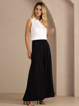[Wit] SilkSilky-NL Sleeveless Lapel Collar Dames Blouse 008