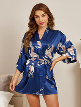 [Donkerblauw] SilkSilky-NL 3/4 Sleeve Dames Kamerjas 003