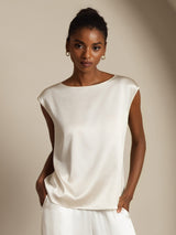 [Wit] SilkSilky-NL Cap Sleeve Round Neck Dames T-Shirt 001