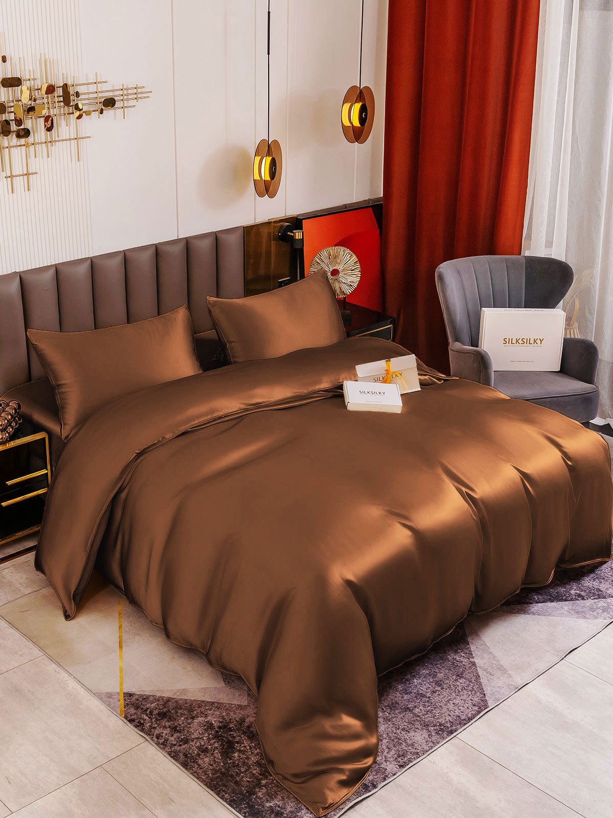 SilkSilky NL 19Momme Pure Silk Bedding Set Koffie 002