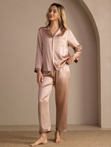 [Toscane] SilkSilky-NL Long Sleeve Lapel Collar Dames Pyjama Set 003