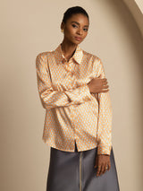 [Floral] SilkSilky-NL Long Sleeve Lapel Collar Dames Blouse 001