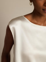 [Wit] SilkSilky-NL Cap Sleeve Round Neck Dames T-Shirt 004