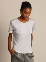 [Zilver] SilkSilky-NL Korte Mouw Ronde Hals Dames T-Shirt 003