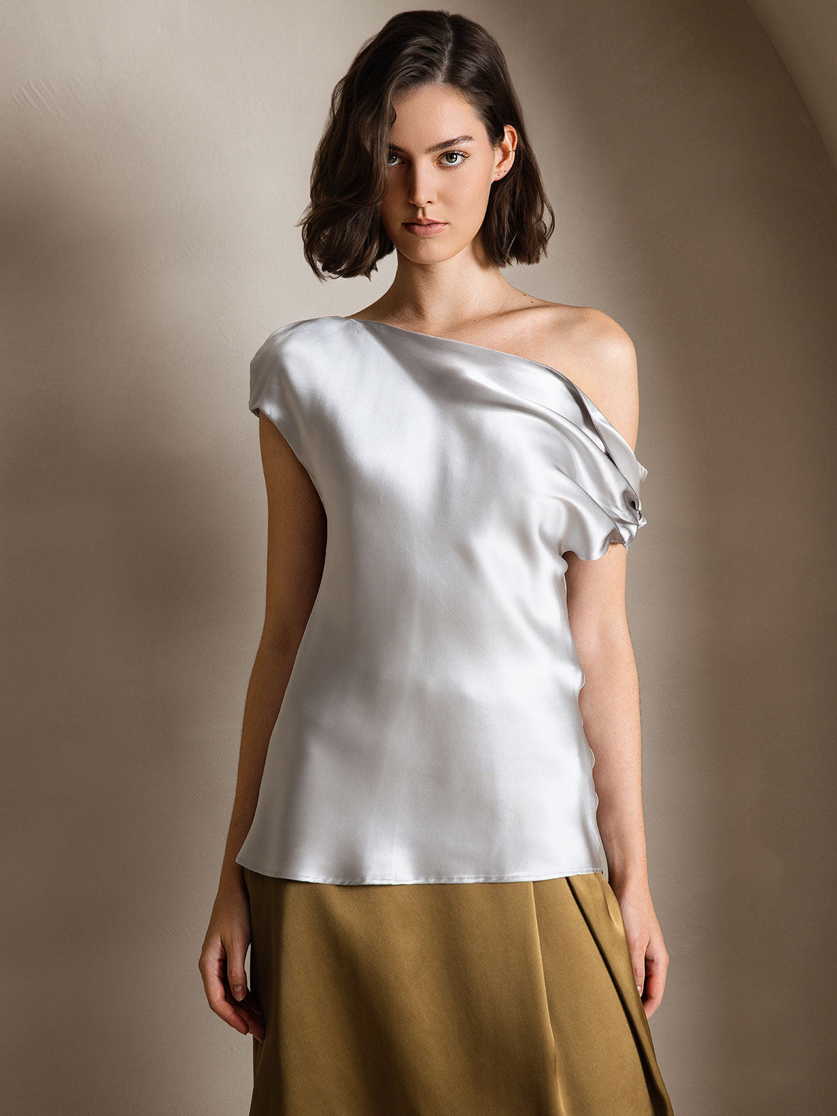 [Lichtgrijs] SilkSilky-NL 19Momme Zijde Womens T-Shirt 001