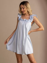[Grijsachtig Blauw] SilkSilky-NL Sleeveless Square Neck Nachthemd 005