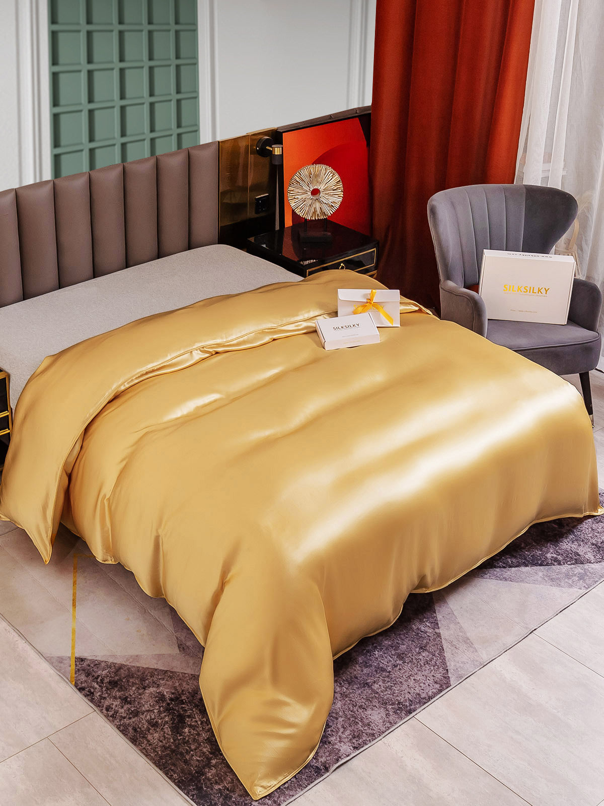 SilkSilky-NL 25Momme Duvet Cover Champagne 004