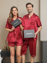[Wijn] SilkSilky-NL Pure Silk Korte Mouw Couple 005