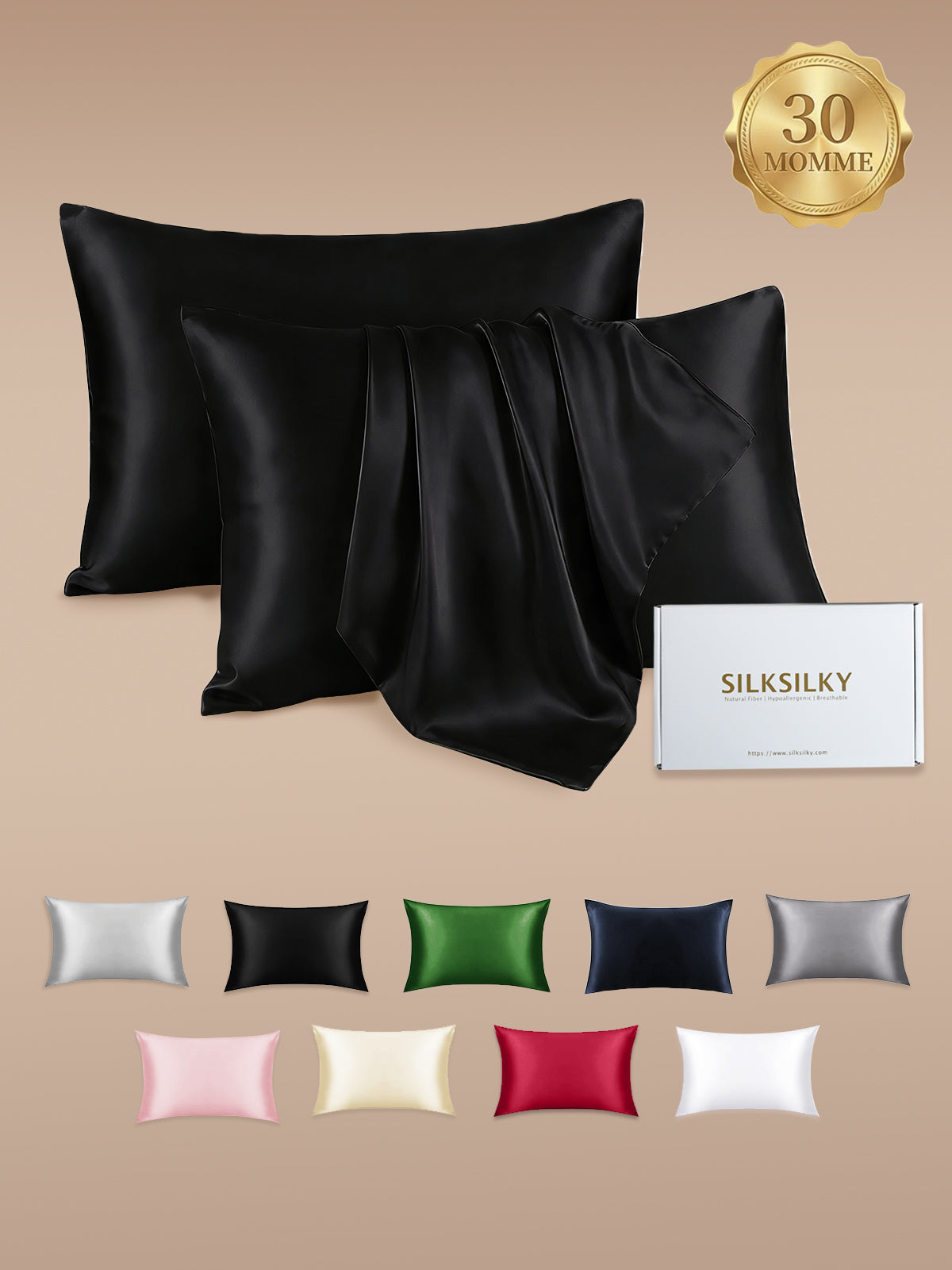 [Zwart] SilkSilky-NL 30Momme Pillowcase 001