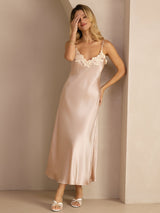 [Roze] SilkSilky-NL Spaghetti Strap V Neck Jurk 006