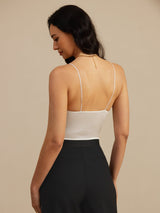 [Wit] SilkSilky-NL Spaghetti Strap V Neck Cami-Top 002