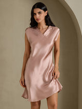 [Toscane] SilkSilky-NL Cap Sleeve V Neck Jurk 001