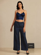 [Donkerblauw] SilkSilky-NL Spaghetti Strap V Neck Cami-Top 007