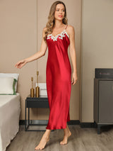 [Wijn] SilkSilky-NL Spaghetti Strap V Neck Jurk 005