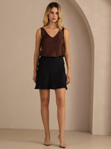 [Koffie] SilkSilky-NL Sleeveless V Neck Cami-Top 006