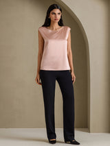 [Toscane] SilkSilky-NL Cap Sleeve Round Neck Dames T-Shirt 006