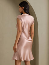 [Toscane] SilkSilky-NL Cap Sleeve V Neck Nachthemd 002