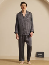 [Zwarte Ginkgo] SilkSilky-NL 19Momme Lange Mouw Heren Pyjama Set 007
