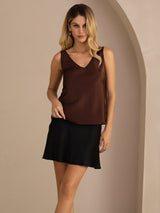 [Koffie] SilkSilky-NL Sleeveless V Neck Cami-Top 005