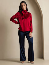 [Wijn] SilkSilky-NL Long Sleeve Tie Neck Blouse 006