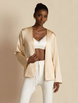 [Champagne] SilkSilky-NL 19Momme Lange Mouw Dames Bovenkleding 007