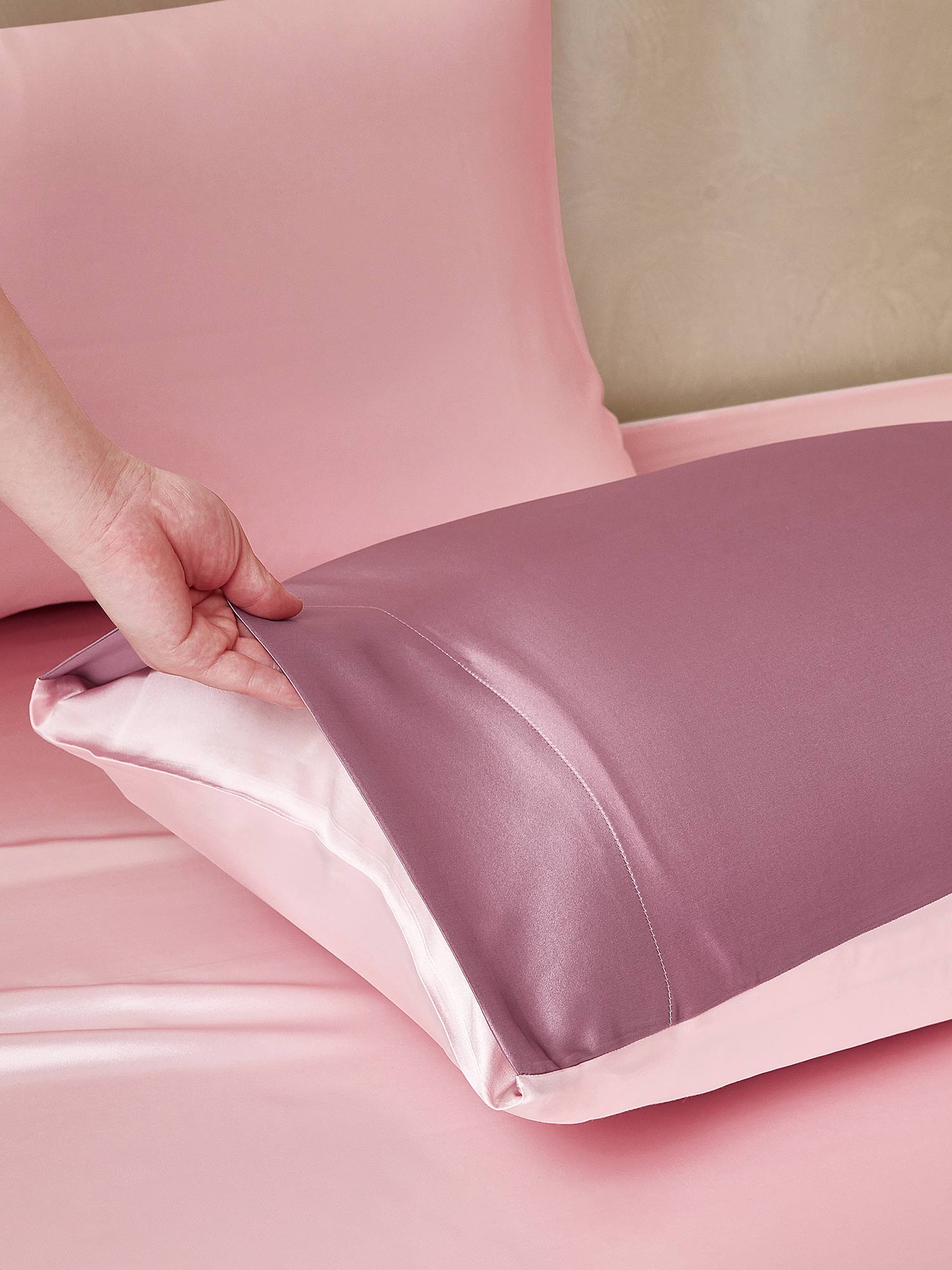 [BleekMauve+Lichtroze] SilkSilky-NL 22Momme Bedding Set 005,
