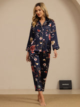 [Marine Bloemen] SilkSilky-NL Lange Mouw Dames Pyjama Set 004
