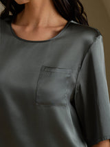 [Donkergrijs] SilkSilky-NL Half Sleeve Dames T-Shirt 004