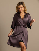 [Paars Grijs] SilkSilky-NL Half Sleeve Dames Kamerjas 001