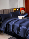 SilkSilky NL 22Momme Pure Silk Bedding Set Donkerblauw 005